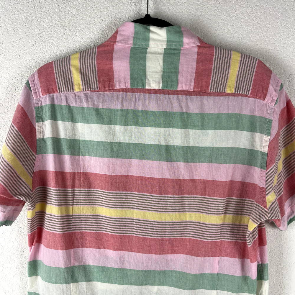 Bonobos Fit To Go Places Tailored Fit Shirt Mens Medium Pink Green Striped - Picture 9 of 11